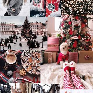 Collage winter Christmas wallpaper