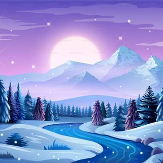 Winter mountain illustration wallpaper
