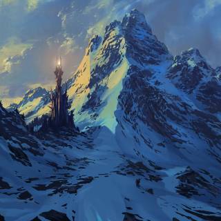 Winter mountain illustration wallpaper
