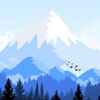 Winter mountain illustration wallpaper
