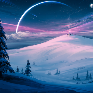 Winter mountain illustration wallpaper