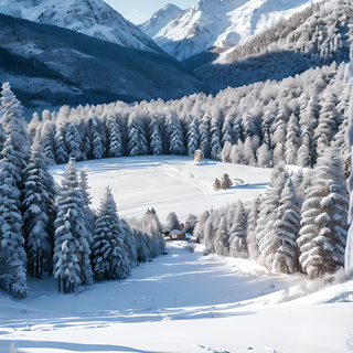 Winter mountain illustration wallpaper