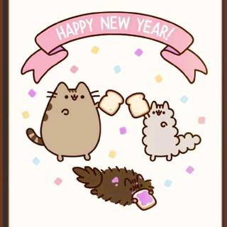 New Year cat Pusheen wallpaper