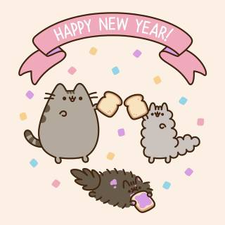 New Year cat Pusheen wallpaper