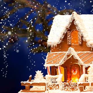 Christmas night house wallpaper