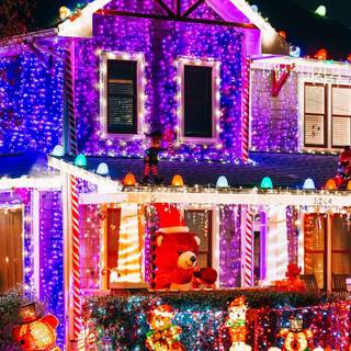 Christmas night house wallpaper