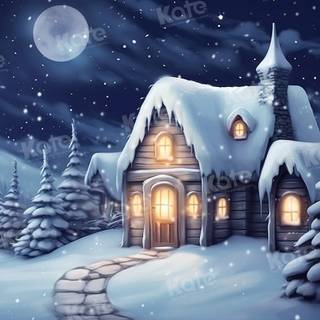 Christmas night house wallpaper