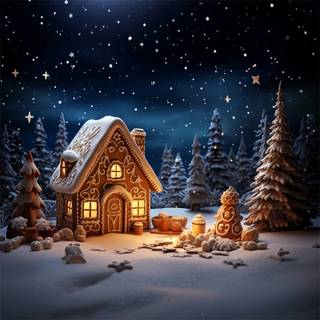 Christmas night house wallpaper