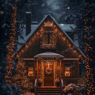 Christmas night house wallpaper