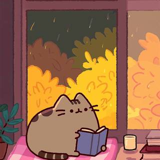 iPhone Pusheen winter wallpaper
