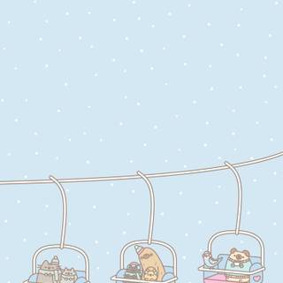 iPhone Pusheen winter wallpaper