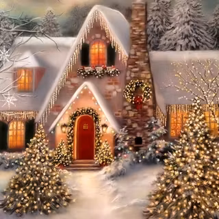Christmas lights house wallpaper