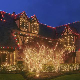 Christmas lights house wallpaper