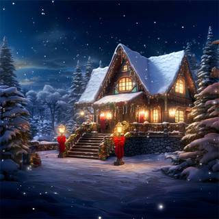 Christmas lights house wallpaper