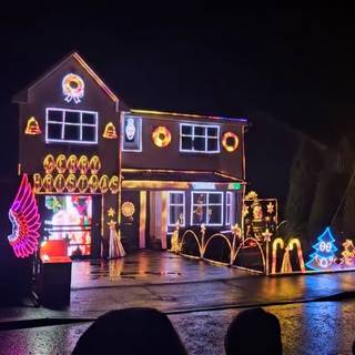 Christmas lights house wallpaper