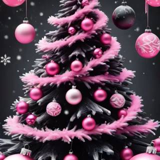 Pink and black Christmas wallpaper