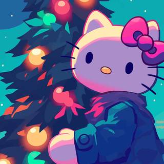 Hello Kitty Christmas blue wallpaper
