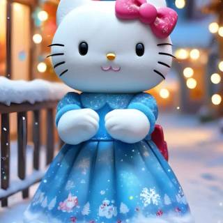 Hello Kitty Christmas blue wallpaper