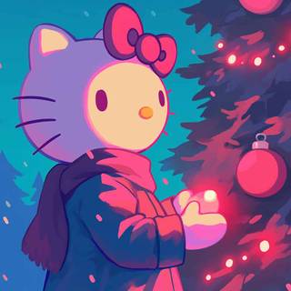 Hello Kitty Christmas blue wallpaper
