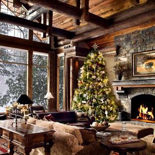 Cozy Christmas cottage wallpaper