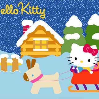 Hello Kitty Christmas blue wallpaper