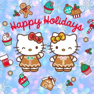Hello Kitty Christmas blue wallpaper