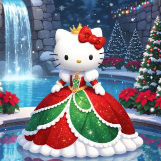Hello Kitty Christmas blue wallpaper