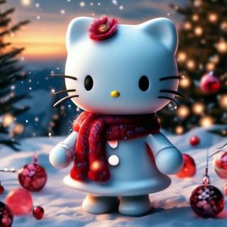 Hello Kitty Christmas blue wallpaper