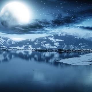 Winter frozen lake wallpaper