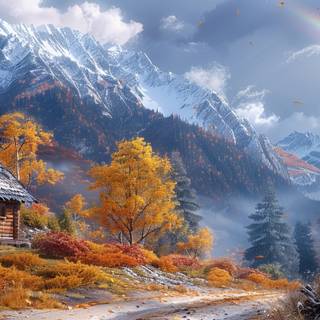 4k cabin autumn wallpaper