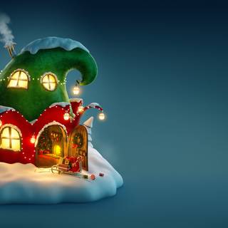 Cozy Christmas cottage wallpaper