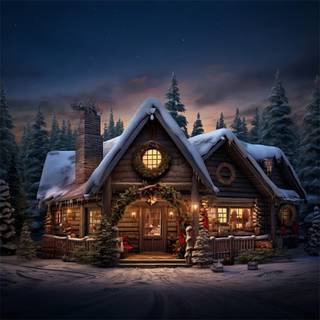 Cozy Christmas cottage wallpaper