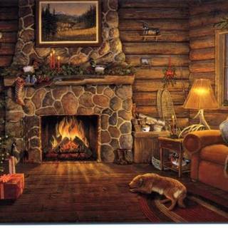 Cozy Christmas cottage wallpaper