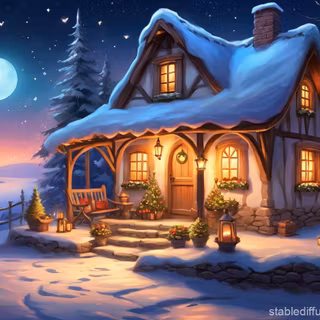 Cozy Christmas cottage wallpaper