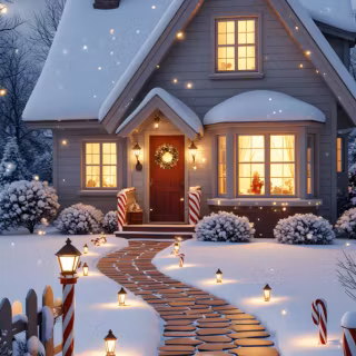 Cozy Christmas cottage wallpaper