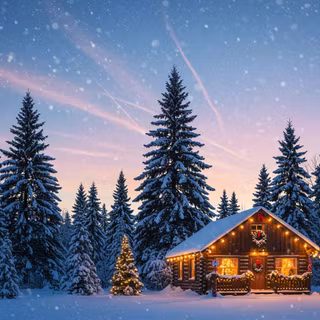 Cozy Christmas cottage wallpaper