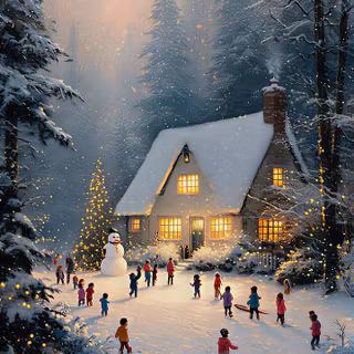 Cozy Christmas cottage wallpaper
