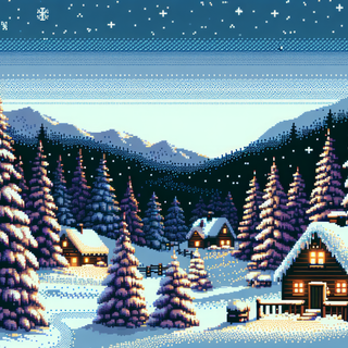 Cozy pixel art winter wallpaper