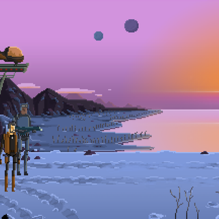 Cozy pixel art winter wallpaper