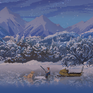 Cozy pixel art winter wallpaper