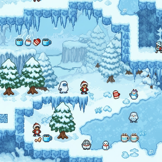 Cozy pixel art winter wallpaper