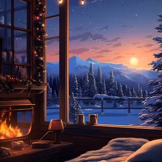 Cozy pixel art winter wallpaper