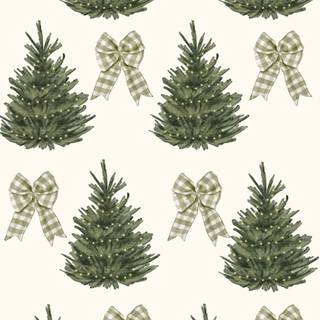 Christmas trees and bows wallpaper