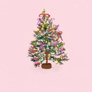 Christmas trees and bows wallpaper