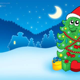 Cartoon Christmas laptop wallpaper