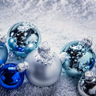 Silver and blue Christmas wallpaper