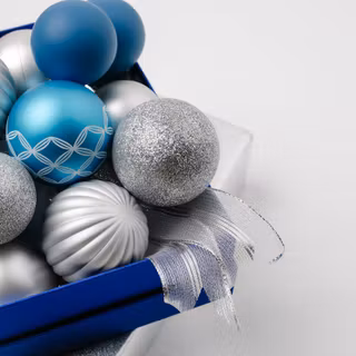 Silver and blue Christmas wallpaper
