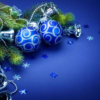 Silver and blue Christmas wallpaper