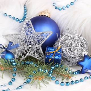 Silver and blue Christmas wallpaper