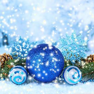 Silver and blue Christmas wallpaper